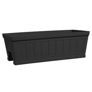 Hanover 27 in. Black Beadboard Resin Deck Rail Planter | The Home Depot
