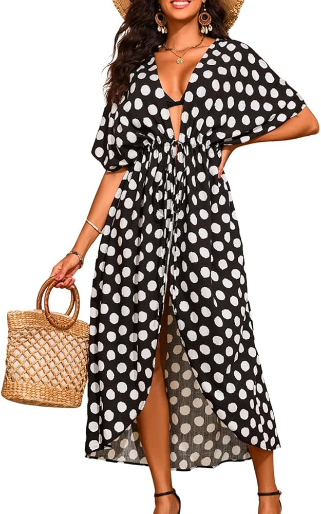 ChiaoLezhee Women's 2026 Beach Coverup Fits 2-16, Open Front Kimono Cardigan, Flowy Boho Dress fo... | Amazon (US)