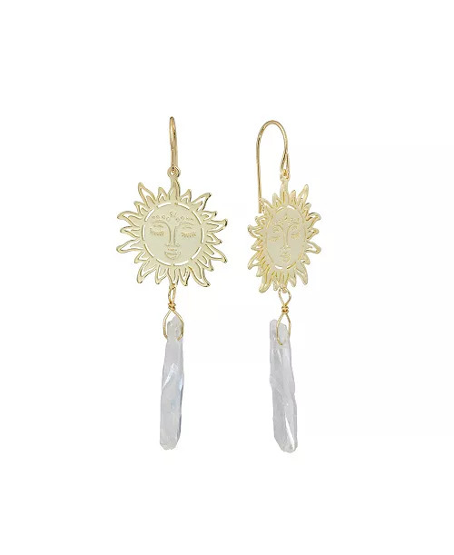 Aurora Borealis or Aqua Quartz 14K Gold Plated Sun Drop Earrings | Macy's