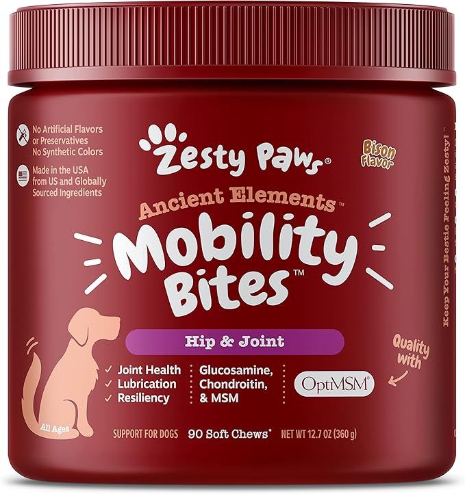 Zesty Paws Glucosamine for Dogs - Hip & Joint Supplement for Dogs - with Chondroitin & MSM - Adva... | Amazon (US)