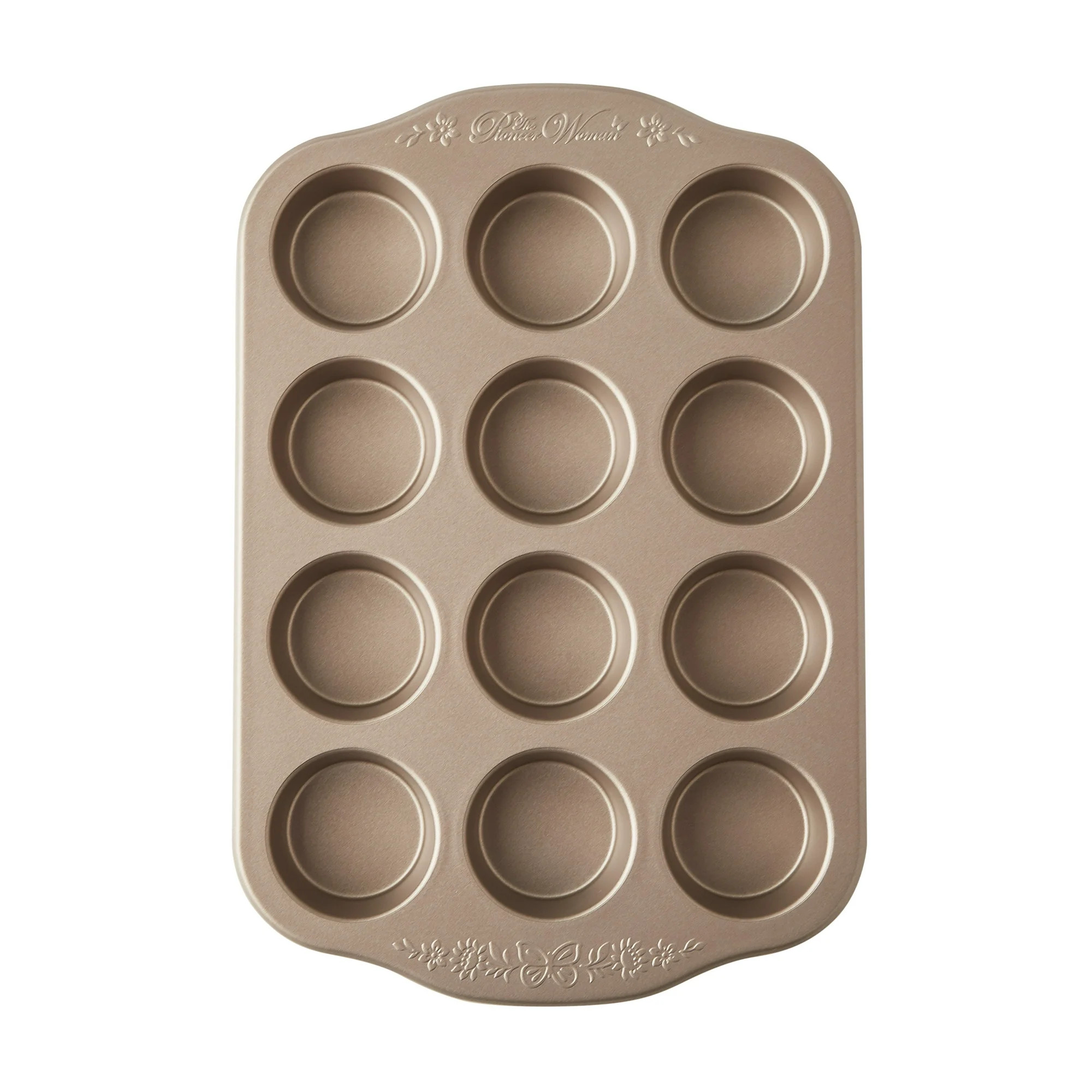 The Pioneer Woman 12-Cup Nonstick Aluminized Steel Muffin Pan, Champagne, 2 Count | Walmart (US)