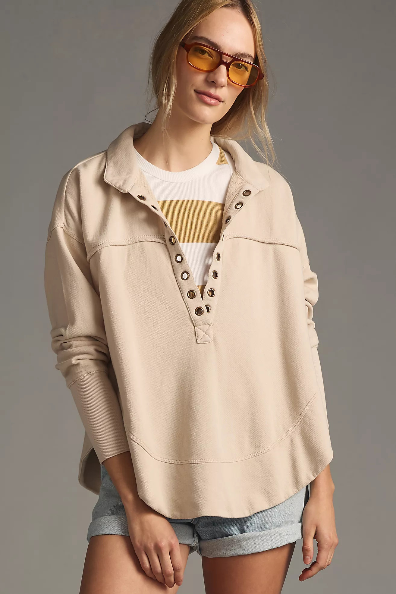 Pilcro Spliced Henley Top | Anthropologie (US)