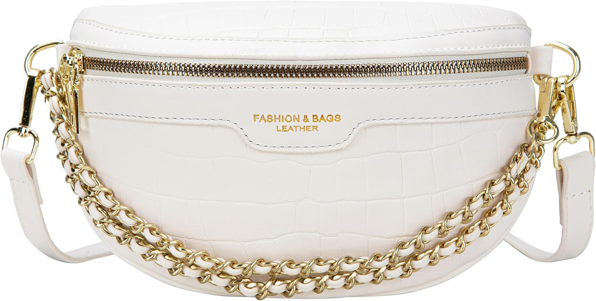 Fanny Packs Crossbody Shoulder Purse - Fashion Crocodile Pattern Leather Chest Bag for Women Wais... | Amazon (US)