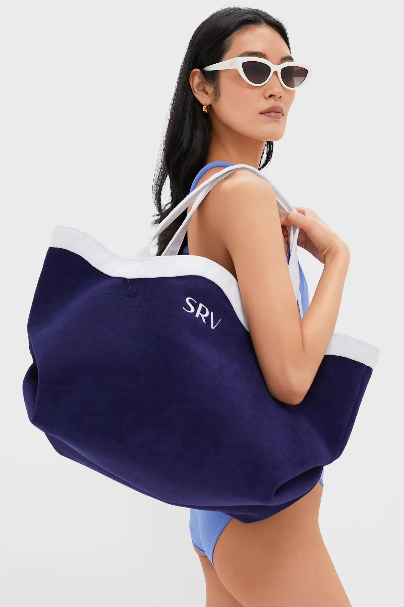 Cornflower and White Terrycloth August Tote | Tuckernuck (US)
