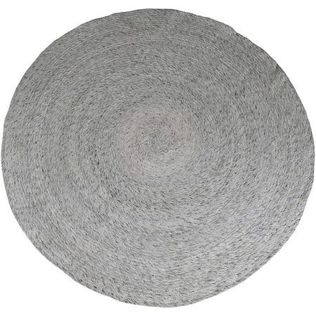 6 ft White & Grey Round Wool Rug for Living Room Braided Non-slip Reversible Handwoven Area Rug by M | Walmart (US)