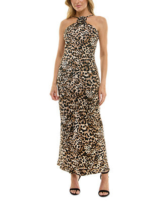 Juniors' Animal Print Halter Gown | Macy's