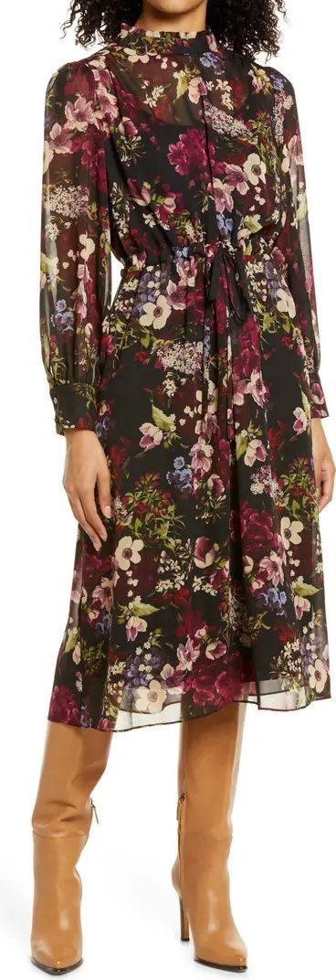 Floral Long Sleeve A-Line Dress | Nordstrom