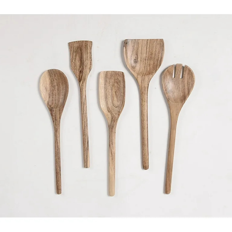 Hand Carved Acacia Wood Assorted Cooking Spoons (set of 5) - Walmart.com | Walmart (US)