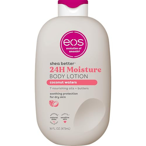 eos Shea Better Body Lotion Coconut Waters, 24-Hour Moisture Skin Care, Lightweight & Non-Greasy, Natural Shea, Vegan, Coconut Body Lotion, 16 fl oz | Amazon (US)