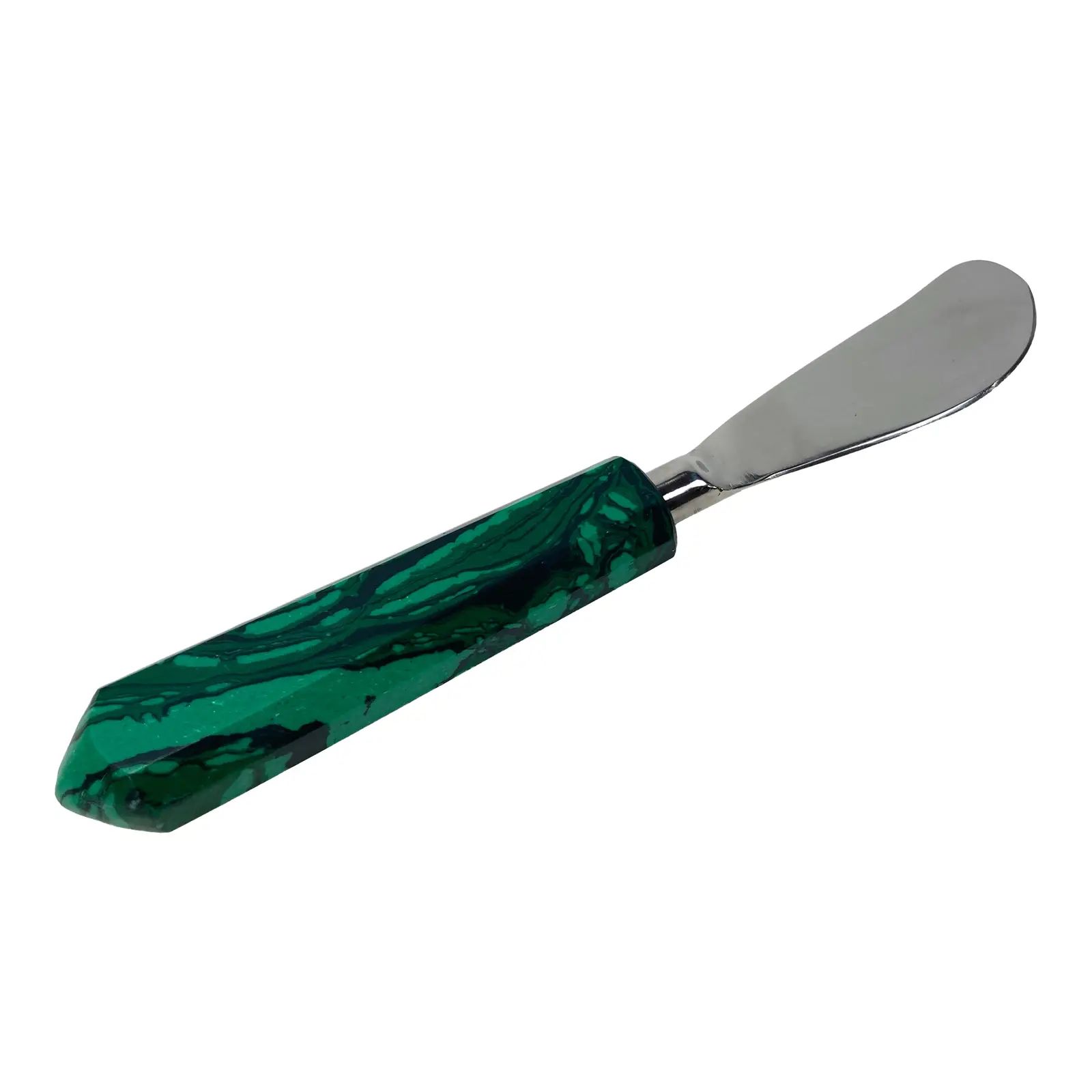 Faux Malachite Handled Hors D' Oeuvres Spreader | Chairish