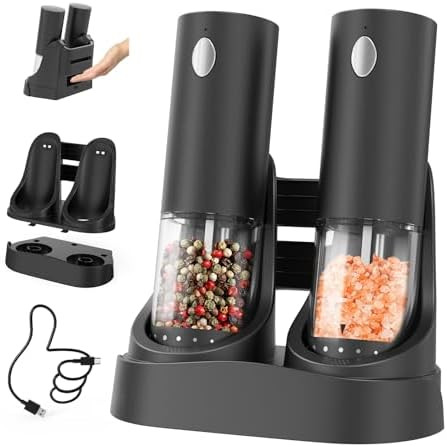 CIRCLE JOY Electric Salt and Pepper Grinder Set Automatic Salt and Pepper Grinder Set with Easy-t... | Amazon (US)