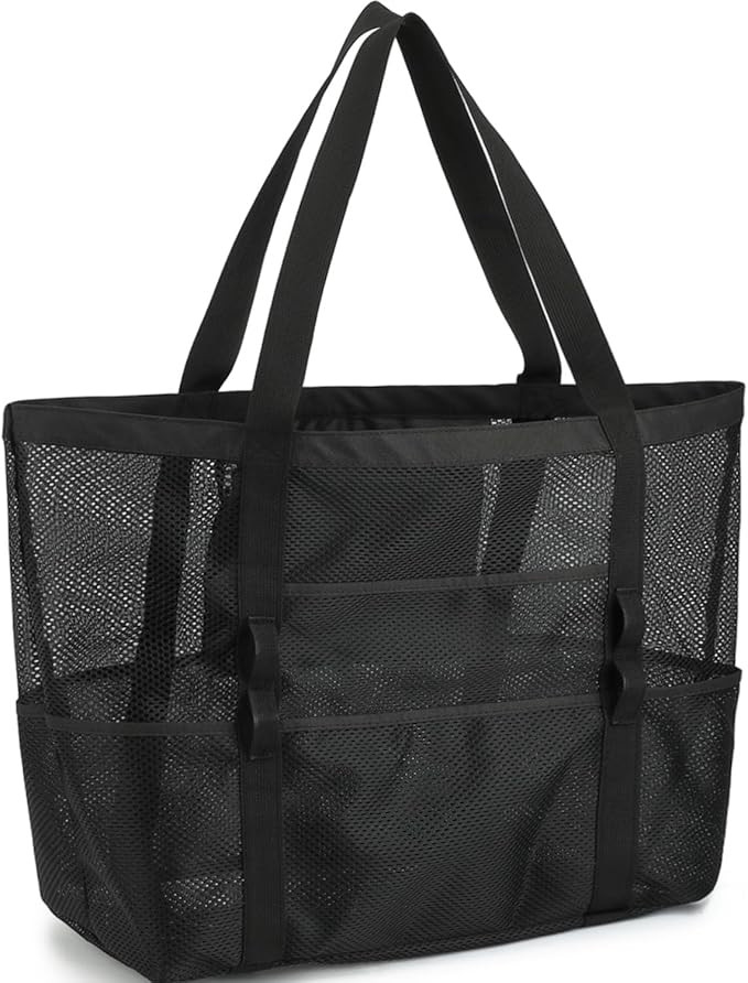 GYEUKHAM Mesh Beach Bag for Women, Sand-Resistant Pool Tote, 9 Pockets (1 Inner Zip), Foldable Fa... | Amazon (US)