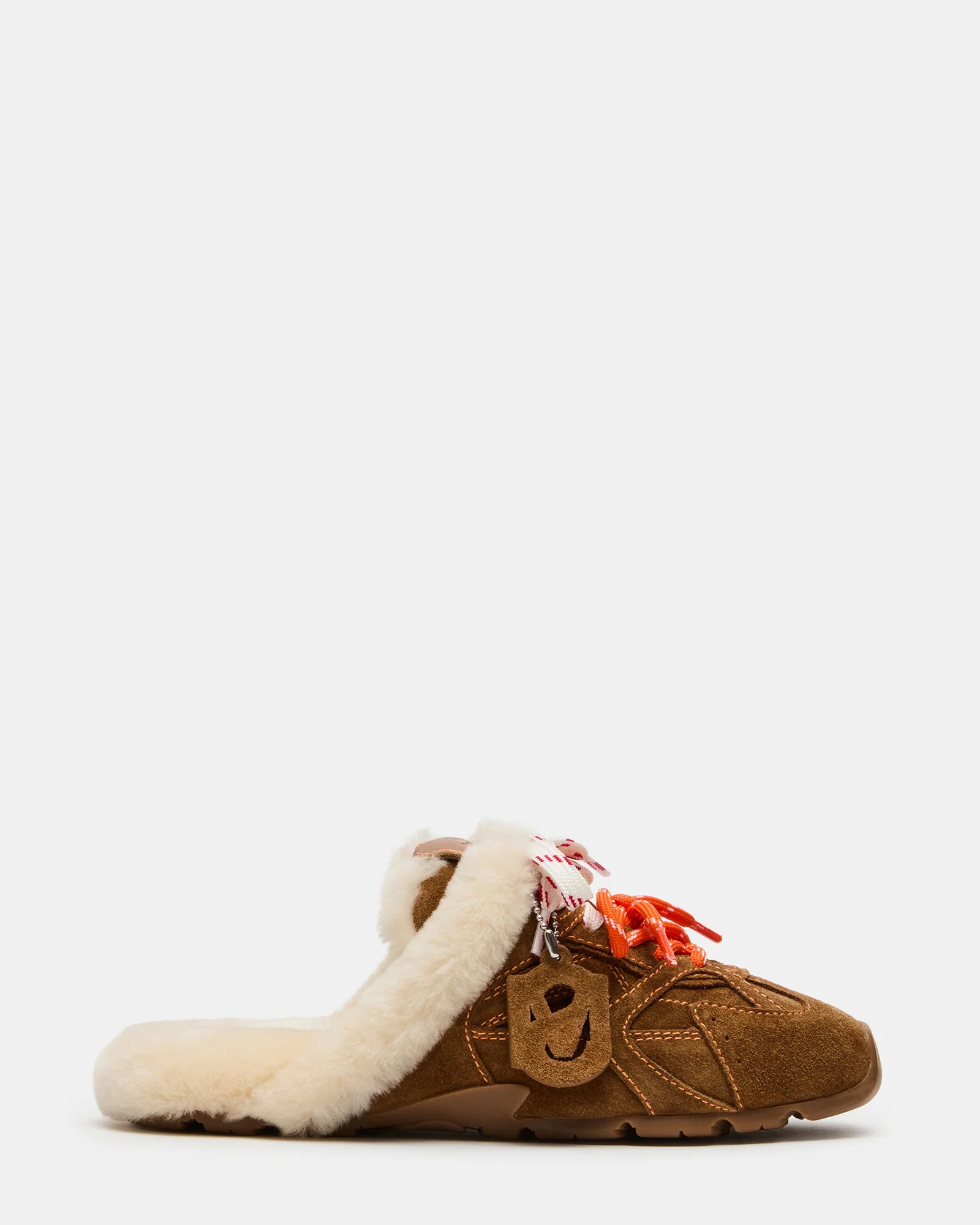 AZIEL MULE Faux Fur Chestnut Suede Low-Top Lace-Up Slip-On Women's Sneaker | Steve Madden (US)