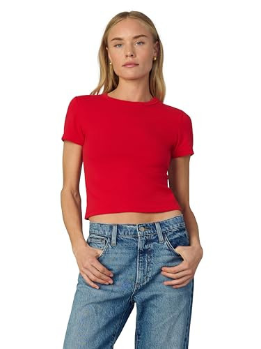 Joe's Jeans Women's The Baby Tee, Cherry Red | Amazon (US)
