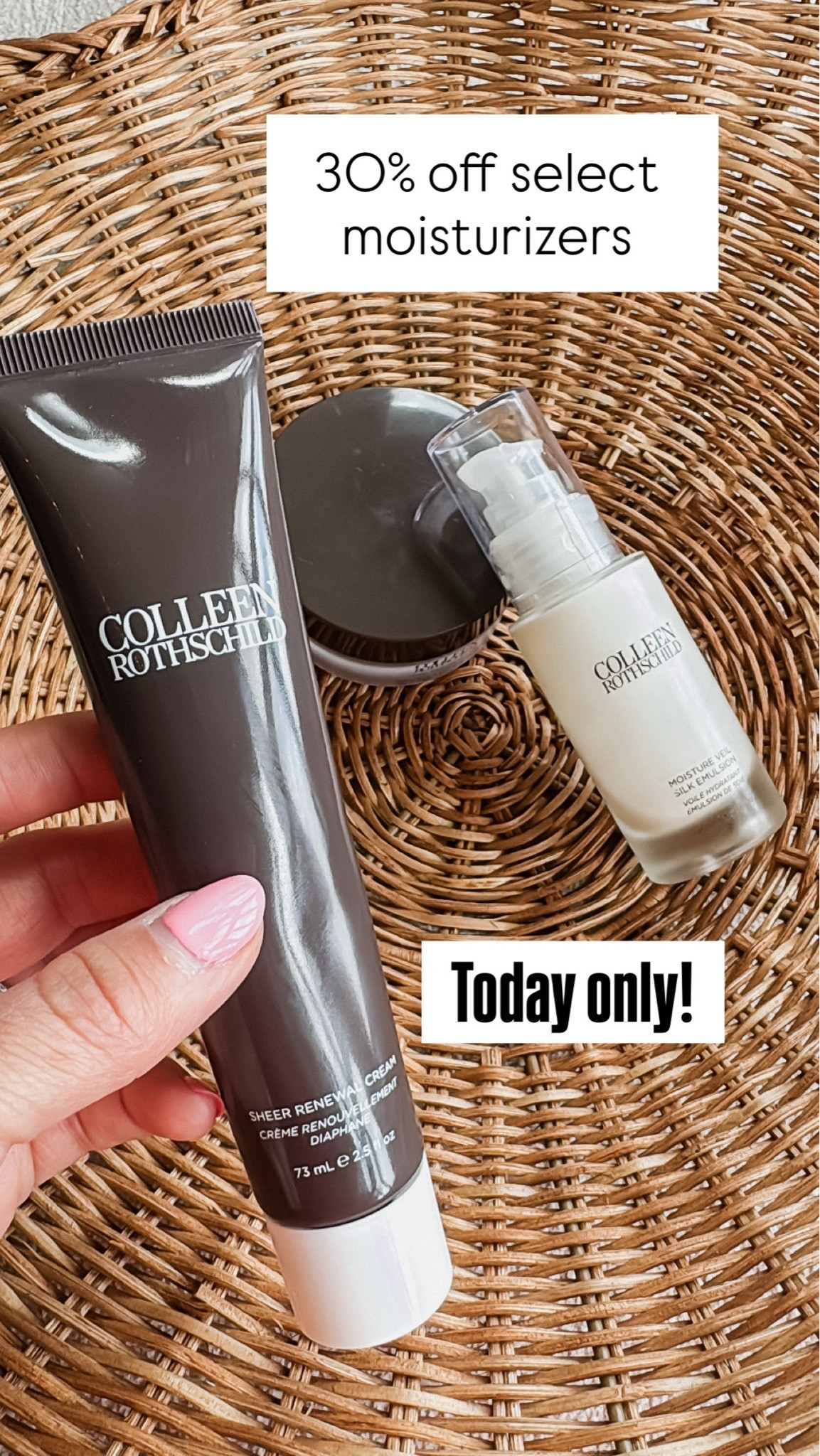 Deal of the Day at Colleen Rothschild 
30% off moisturizers. CoDE: hydrate30
20% off sitewide

#LTKmomlife #LTKgrwm