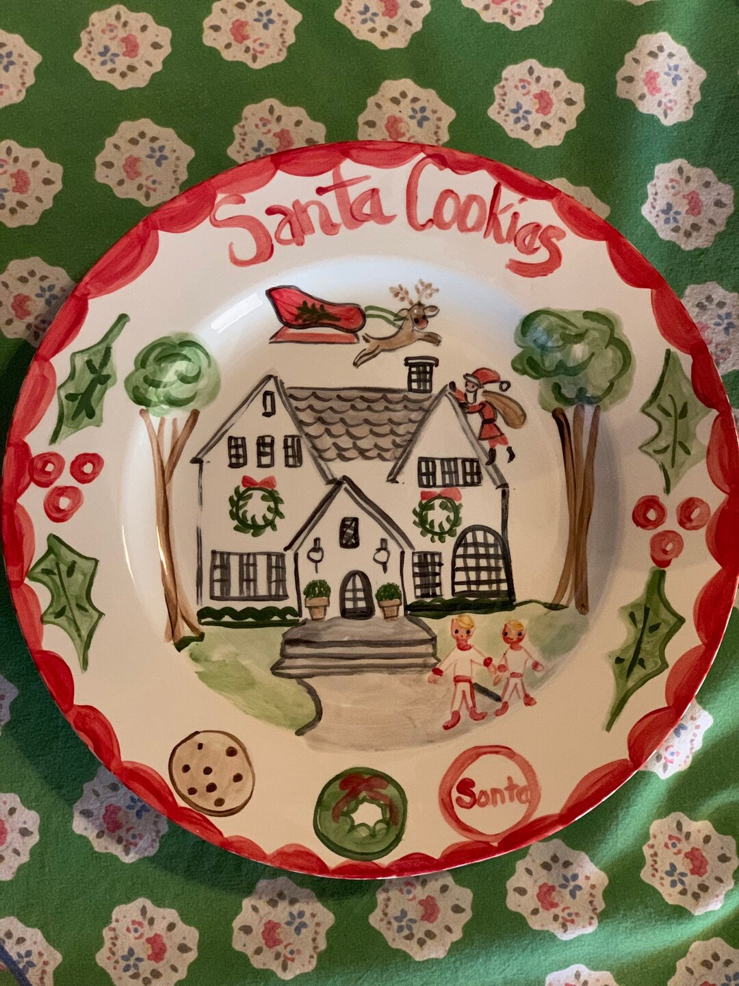 Santa Cookies House Plate, Ceramic Plate, Handpainted Plate , Custom Housewarming Gift, Christmas... | Etsy (US)