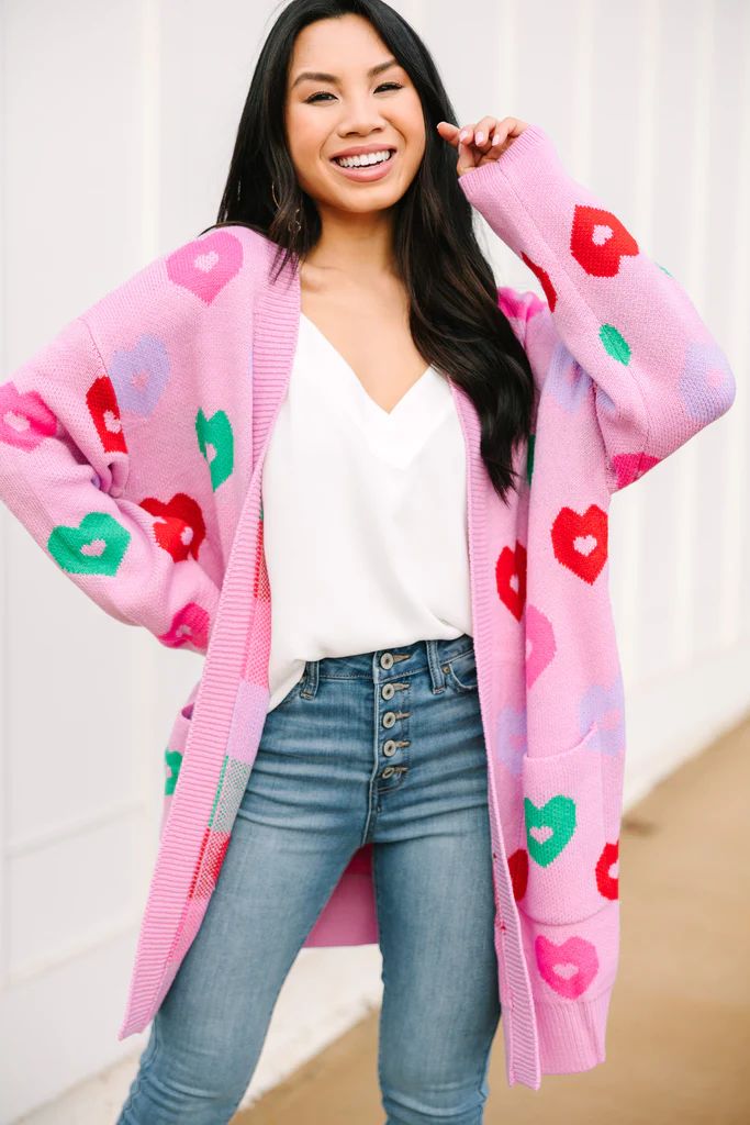 Moving On Pink Heart Cardigan | The Mint Julep Boutique