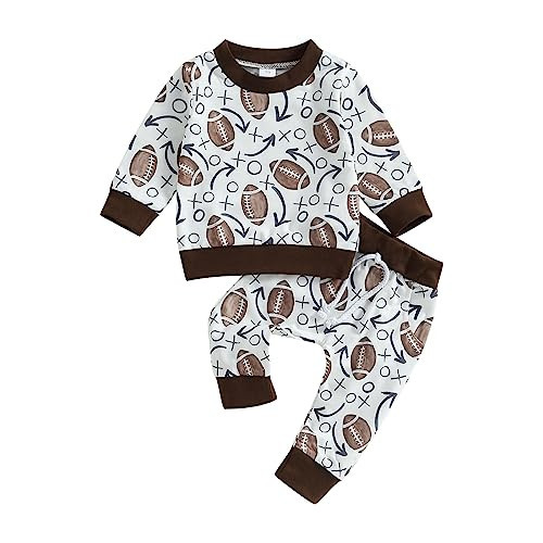 BeQeuewll Fall Baby Boy Outfits Long Sleeve Football Sweatshirt Shirts Pants 2Pcs Toddler Infant Boy Game Day Clothes Winter (Football, 12-18 Months) | Amazon (US)