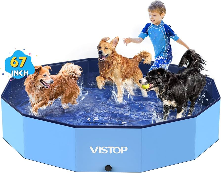 VISTOP Extra Large Foldable Dog Pool XXL, Hard Plastic Shell Portable Swimming Pool for Dogs Cats... | Amazon (US)