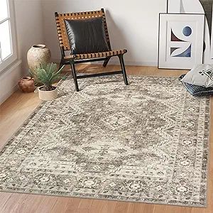 Rugland 5x7 Area Rugs - Stain Resistant Washable, Anti Slip Backing Boho Vintage Tribal Rugs for ... | Amazon (US)