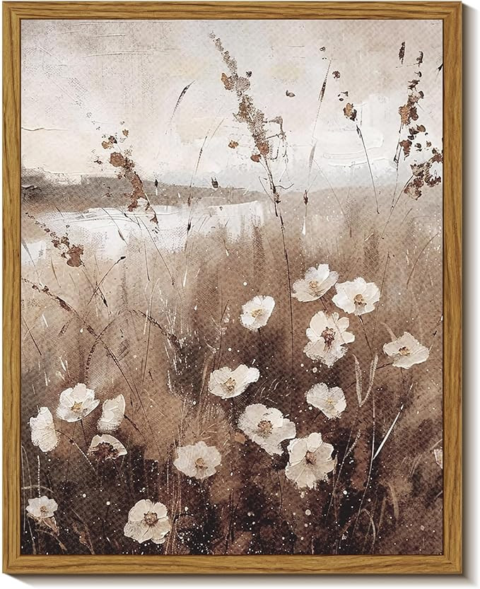 InSimSea Framed Wall Art for Living Room Landscape Canvas Wall Decor Meadow with Flowers Vintage ... | Amazon (US)