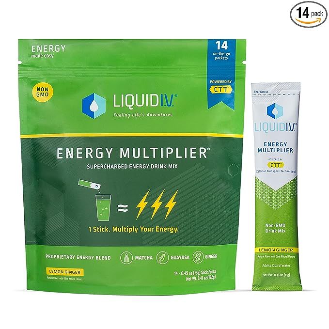 Liquid I.V. Energy Multiplier | Energy Powder Drink Sticks | Matcha and Green Energy Blend Drink ... | Amazon (US)