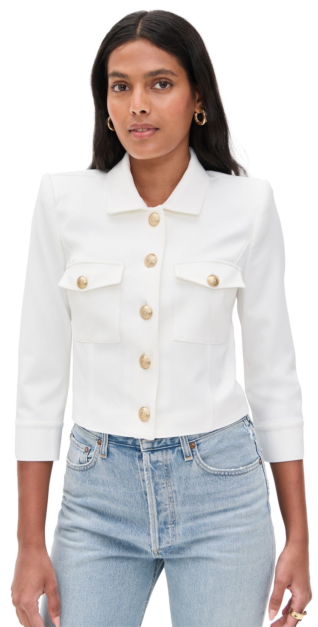 L'AGENCE Kumi Cropped Fitted Jacket White 6 | Shopbop