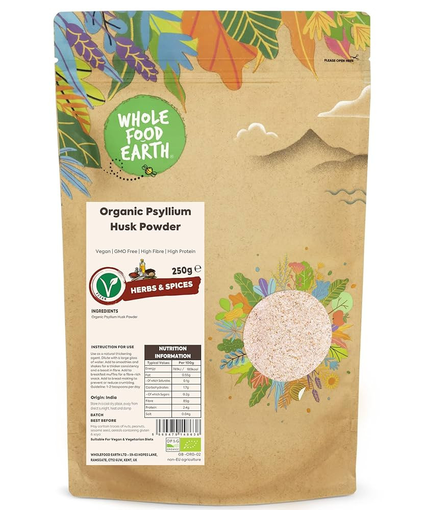 Wholefood Earth Organic Psyllium Husk Powder - 250g - High Fibre - High Protein - Certified Organ... | Amazon (UK)
