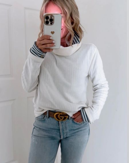 Gucci belt - I wear size 75 and my jeans are a 24 or 25
Spring outfit
Cold spring day
Layers
Outfit idea
High low mix

#LTKover40 #LTKstyletip