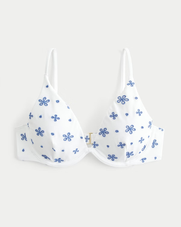 Eyelet Underwire Plunge Bikini Top | Hollister (US)