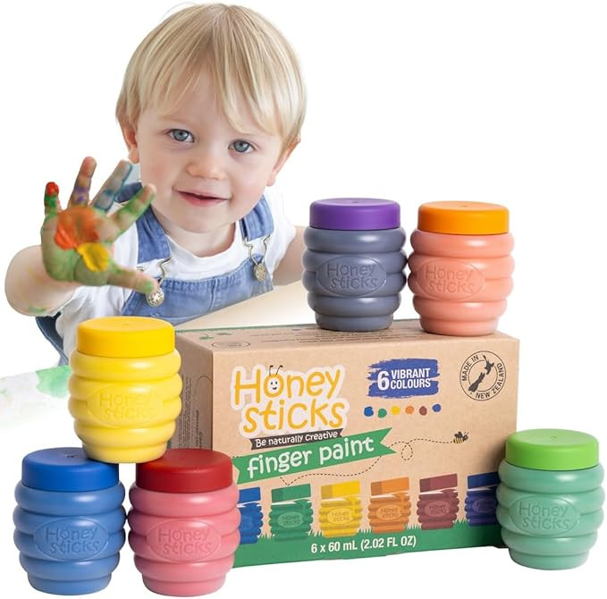 Honeysticks Non Toxic Finger Paint (6 Bright Colors), Washable from Skin, Safe Finger Painting fo... | Amazon (US)