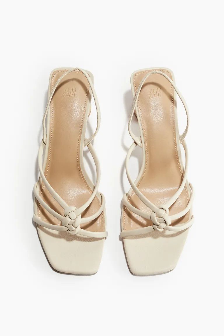 Strappy Heeled Sandals - Light beige - Ladies | H&M US | H&M (US + CA)