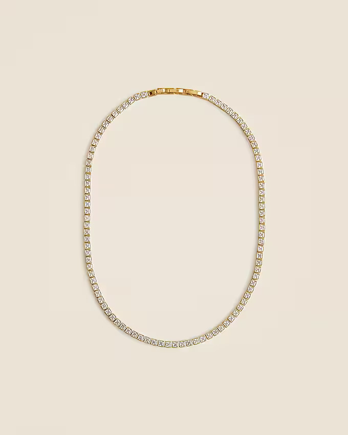 Square cubic zirconia bezel-set tennis necklace | J. Crew US