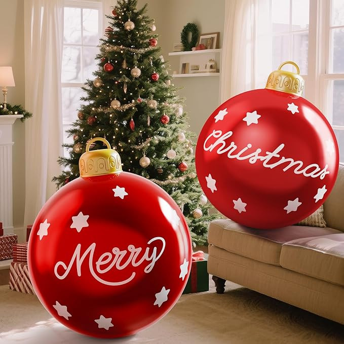 24in Inflatable Christmas Ornaments Outdoor Christmas Decorations, 2 Pcs Large Christmass Ornamen... | Amazon (US)