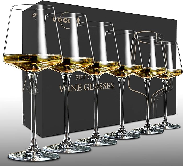 Wine Glasses Set of 6,Crystal White Wine Glasses,Red Wine Glass Set, Wine Glasses Long stem,Clear... | Amazon (US)