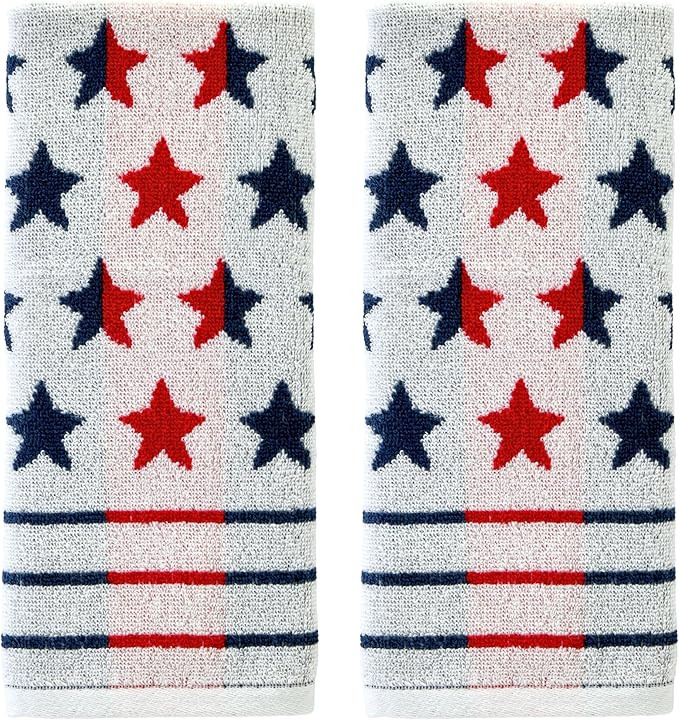 SKL Home Patriotic 4th of July Red White and Stars Hand Towel Set, 2 Count | Amazon (US)
