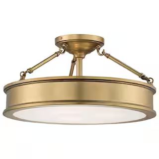 Harbour Point 3-Light Liberty Gold Semi-Flush Mount Light | The Home Depot