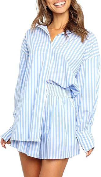 Womens Casual 2 Piece Outfit Set Oversized Tracksuit Sweatsuit Long Sleeve Shirt Loose High Waist... | Amazon (CA)