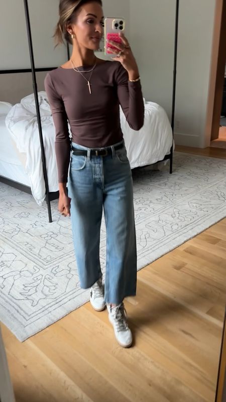 latest Jean obsession! 😍 such a cute style + incredible quality! 🩵run big, so i recommend going down a size 


#denim #designerdenim #jeans #cropjeans #bodysuit #nuuds 

#LTKstyletip