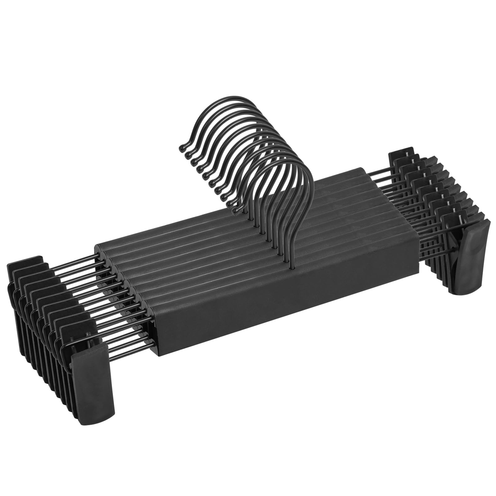 NORTHERN BROTHERS Pants Hangers, Black 10 Pack with Clips for Pants, Skirts, and Shorts - Plastic... | Amazon (US)