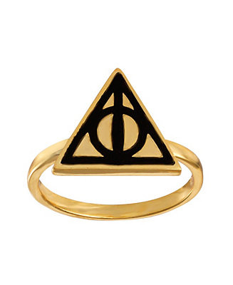 Womens 18K Yellow Gold Plated Deathly Hallows Ring | Macy's