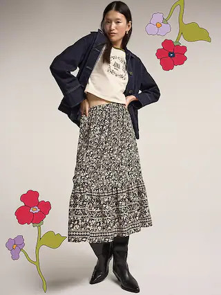 Old Navy x Anna Sui Tiered Midi Skirt | Old Navy (US)