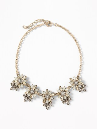 Crystal-Beaded Flower Necklace for Women | Old Navy US
