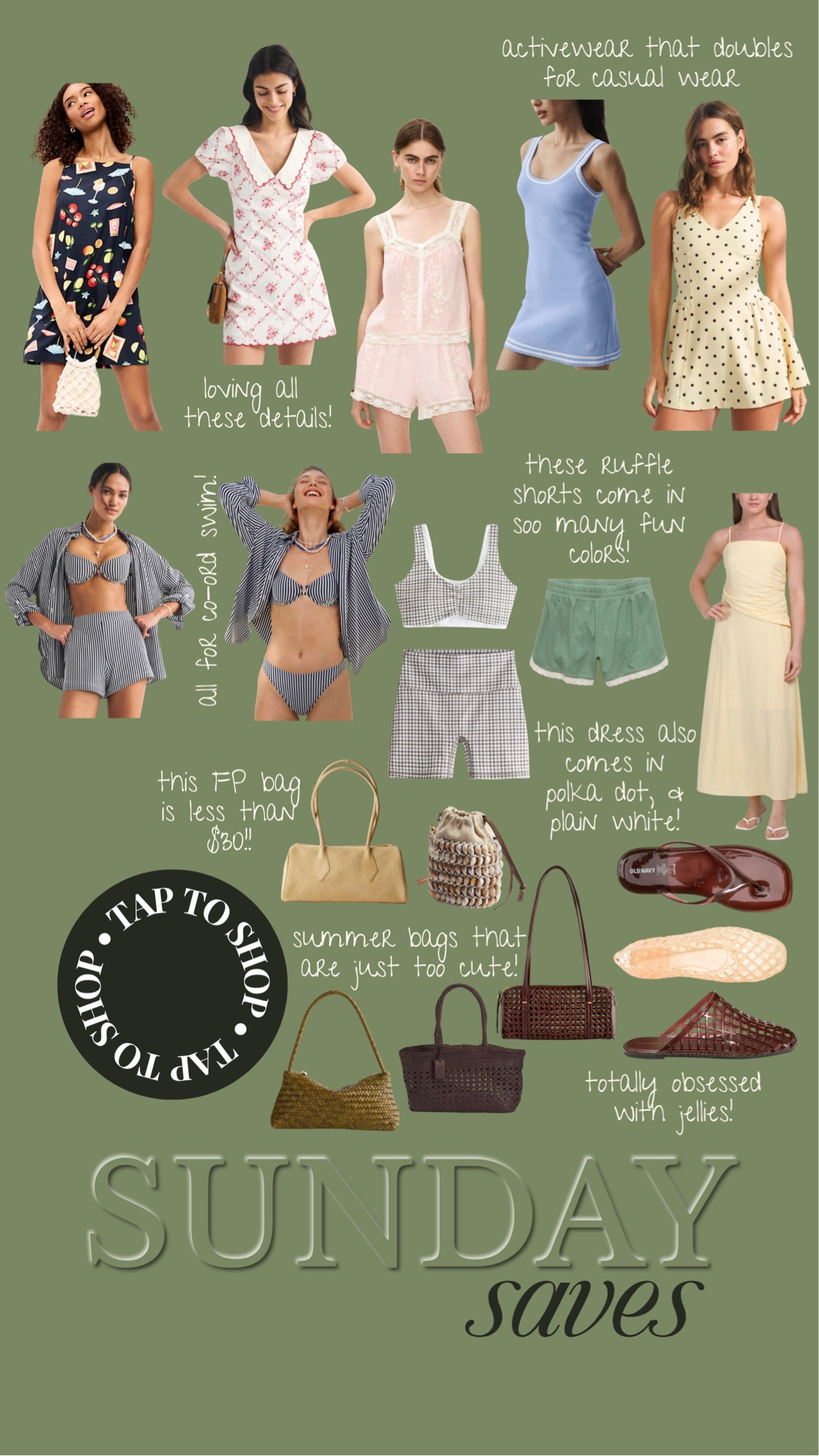 5/3: SUNDAYsaves



woven bags, shoulder bags, leather purse, linen dresses, minidresses, activewear dresses, activewear sets, matching swimwear, jelly shoes, jelly sandals, ruffle shorts, ALO sale, summer sets

#LTKSeasonal #LTKxMadewell #LTKSaleAlert