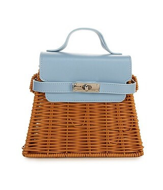 x Cyd Morris The Dottie Mini Cornflower Wicker Satchel Bag | Dillard's