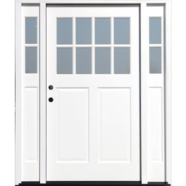 Creative Entryways Craftsman 70-in x 80-in Wood Craftsman Right-Hand Inswing White Painted Prehun... | Lowe's