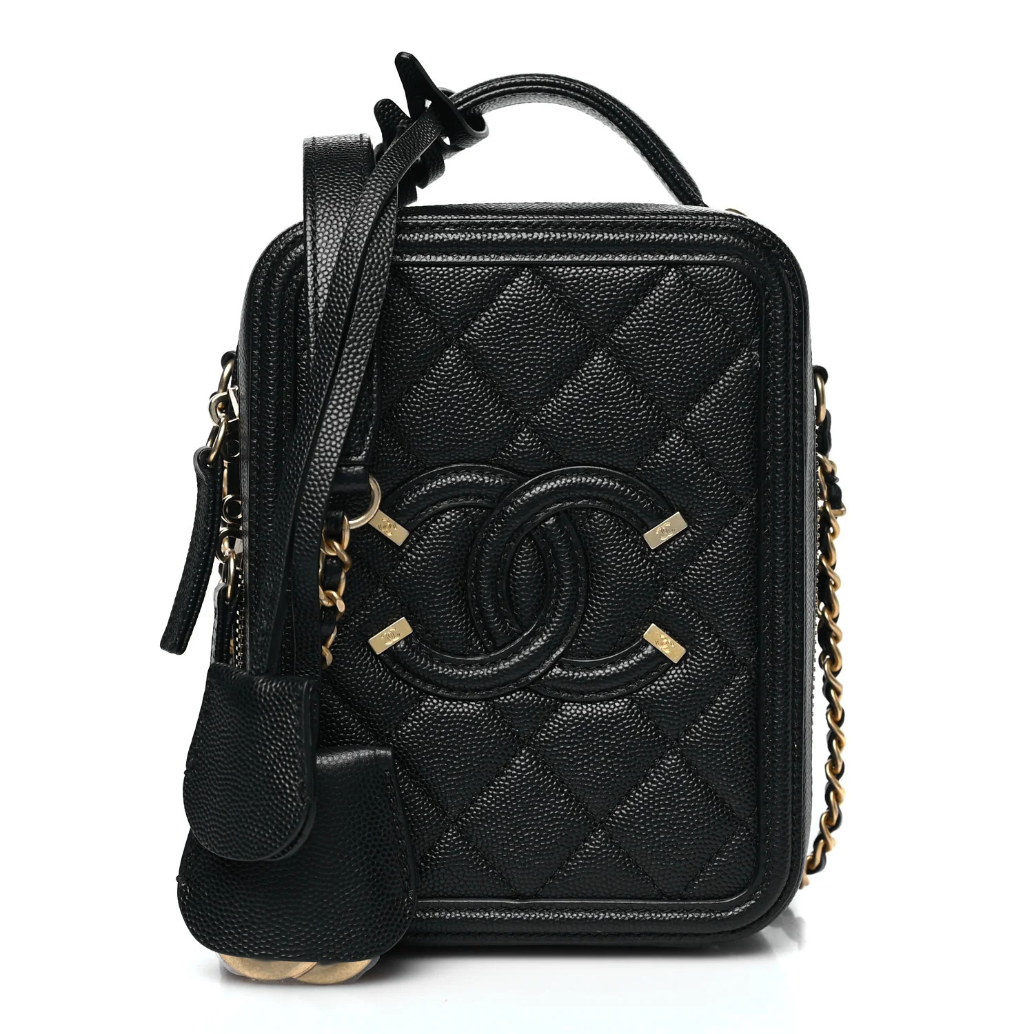 Chanel Caviar Quilted CC North South Filigree Vanity Case Black 1723606 | FASHIONPHILE (US)