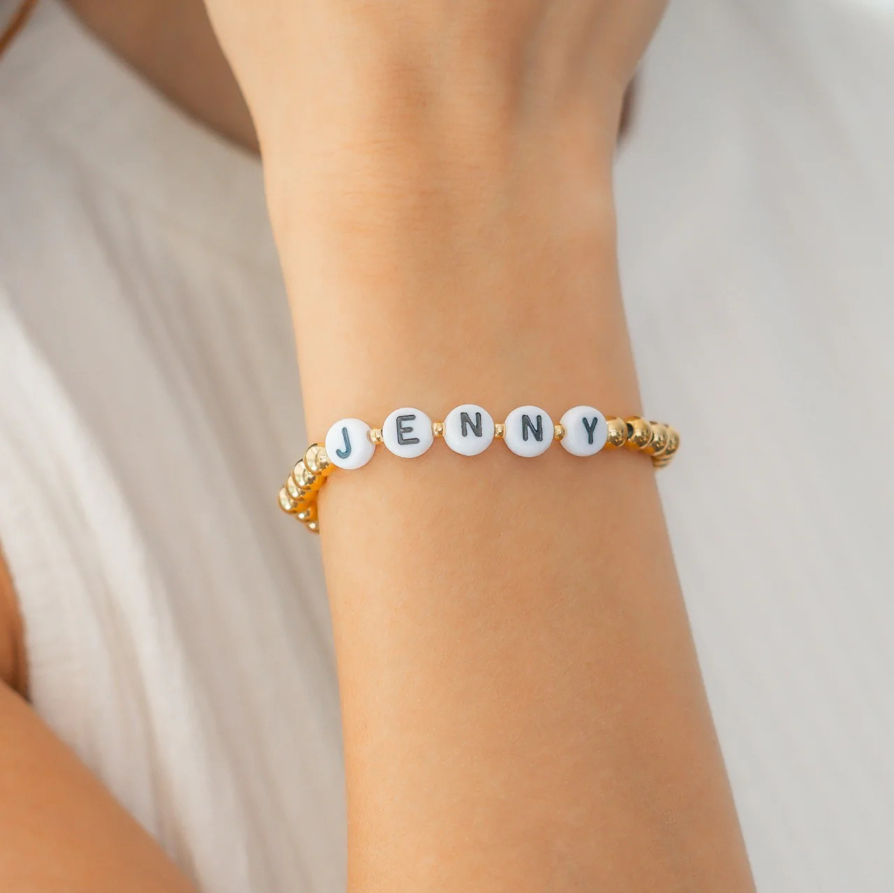 Custom Gold Beaded Name Bracelet | Mint & Lily