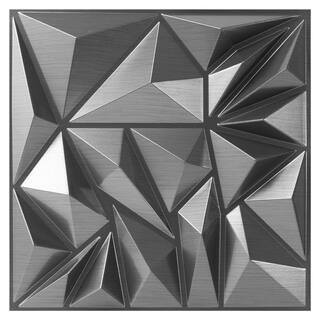 1/50 in. x 11.8 in. x 11.8 in. Silver Square Edge PVC Decorative Wall Paneling, Diamond Textured Wall Panels (33-Pack) | The Home Depot