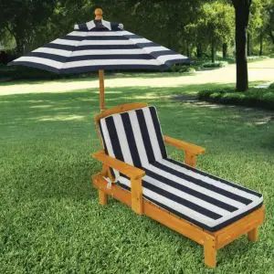 Outdoor Chaise with Umbrella - Navy | KidKraft